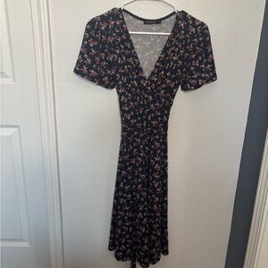 Mikarose Navy Floral Midi Dress